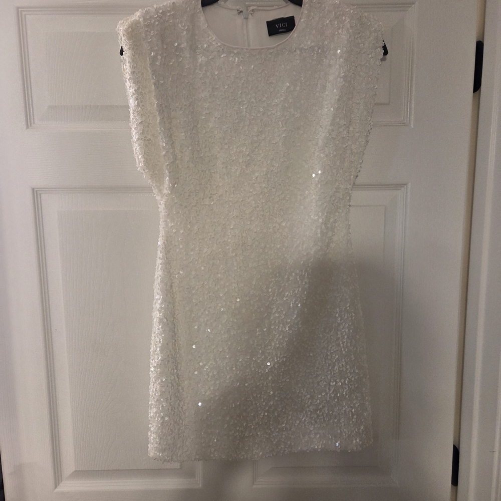 Vici Elegant White Sequin Dress